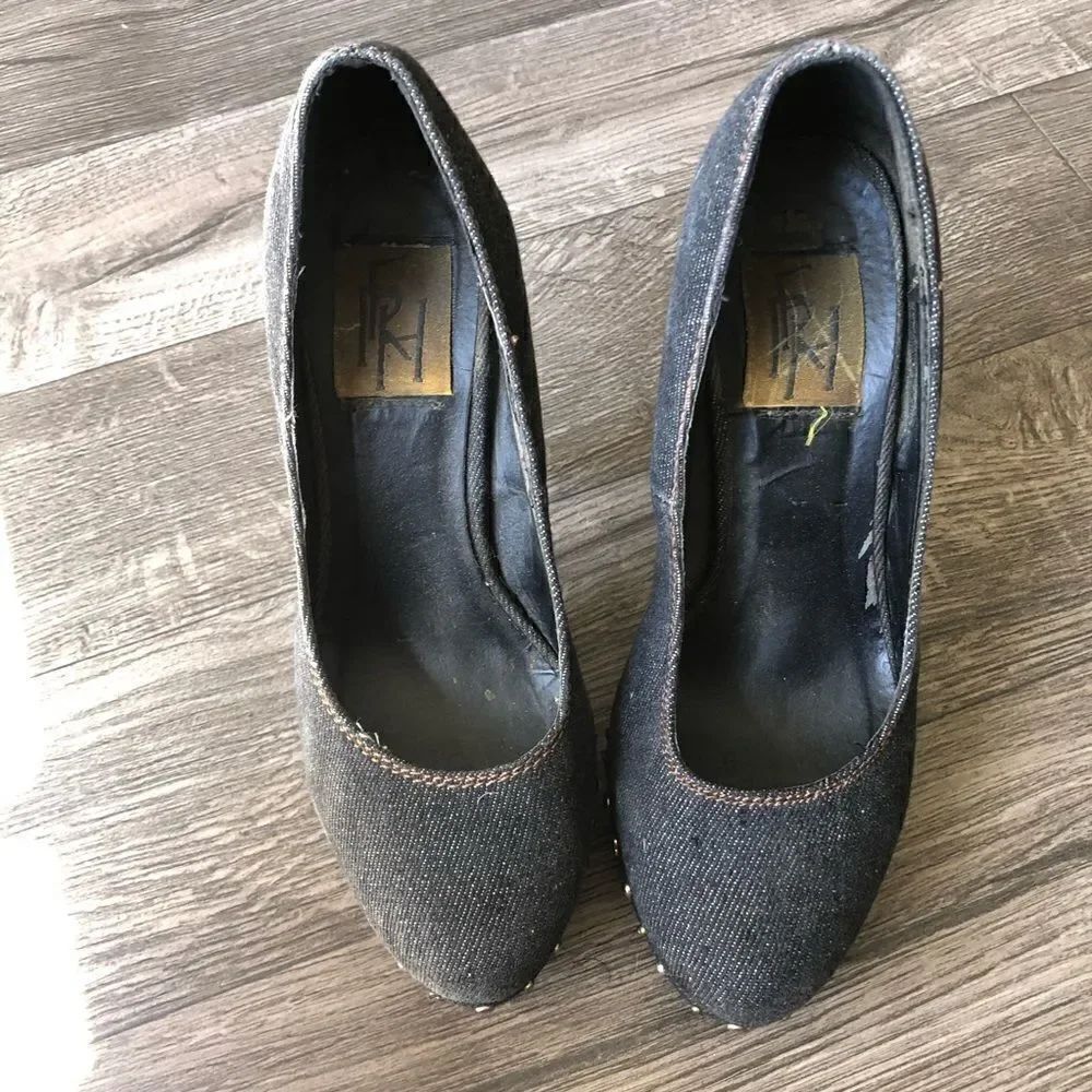 2/$20 Denim Studded Platform Pumps - Picture 5 of 8